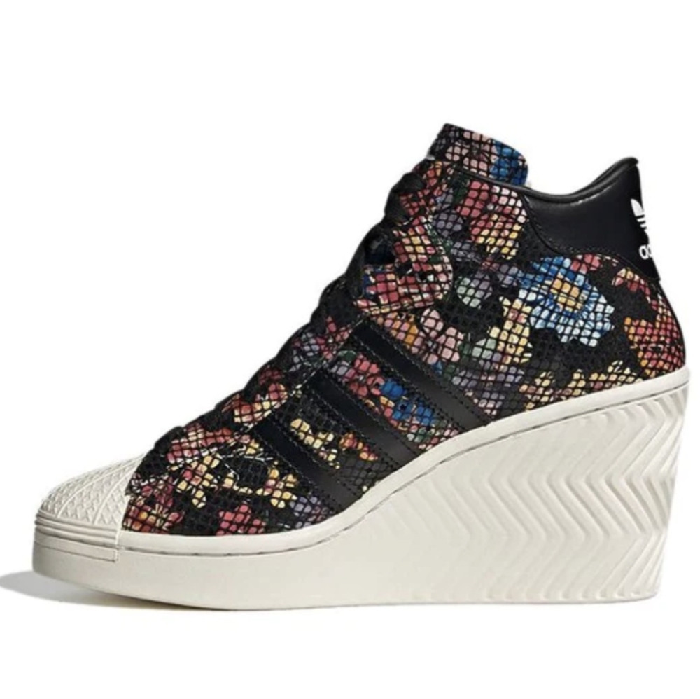 🔥NWT adidas Originals Superstar Ellure 'Floral Snakeskin Print' Wedge Shoes